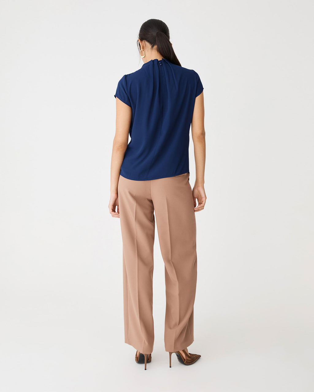 Olivia Pleated High Neck Top