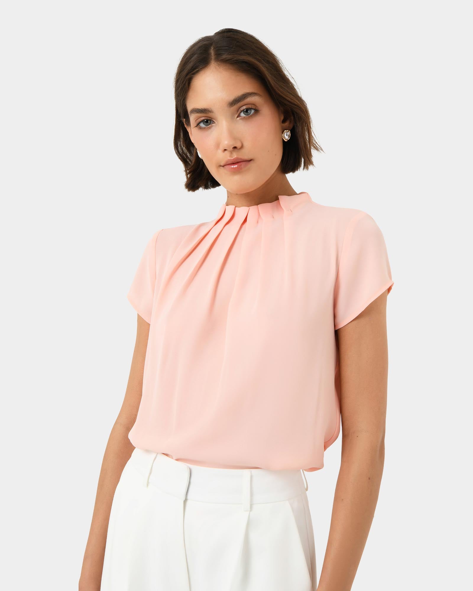Olivia Pleated High Neck Top