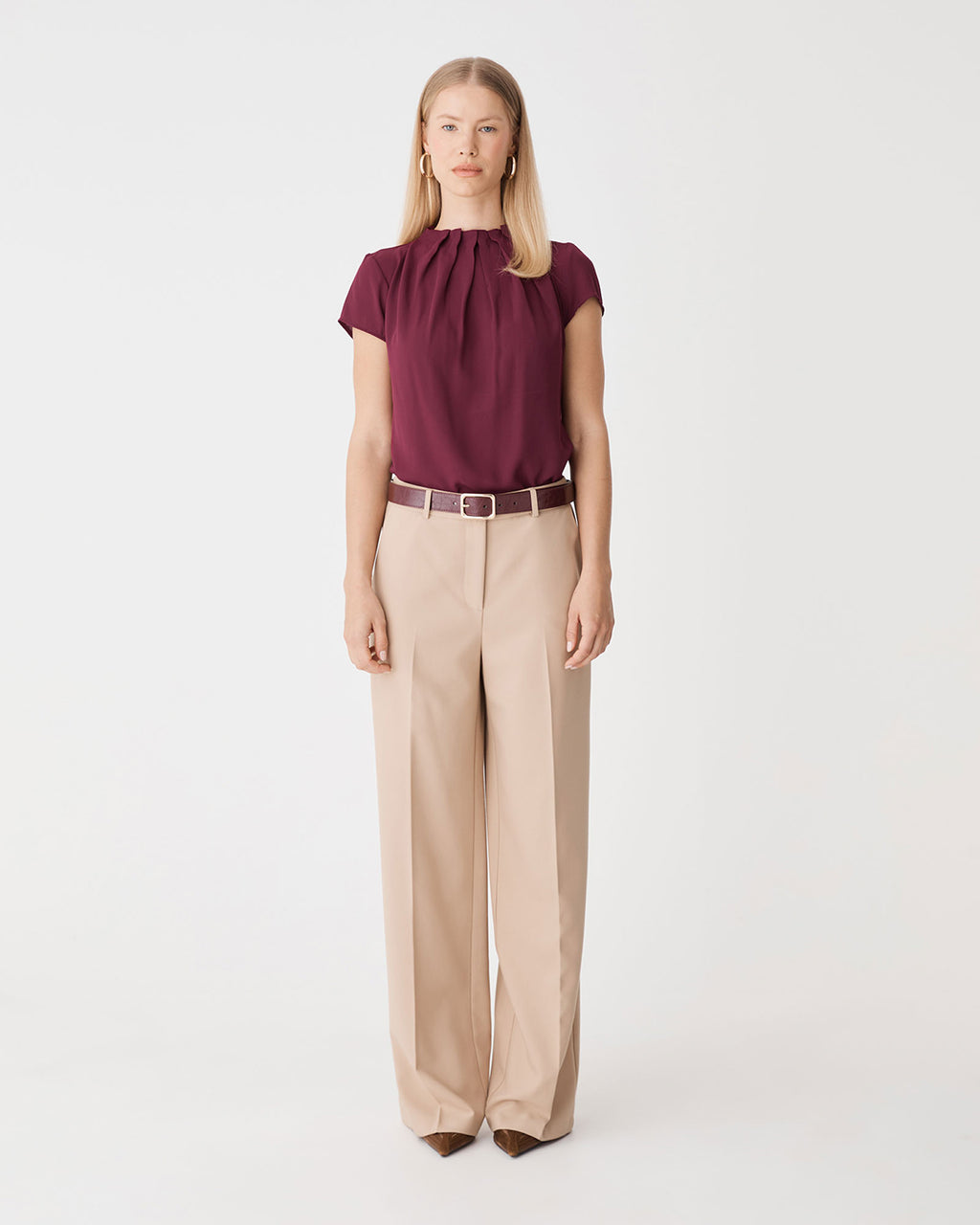 Olivia Pleated High Neck Top