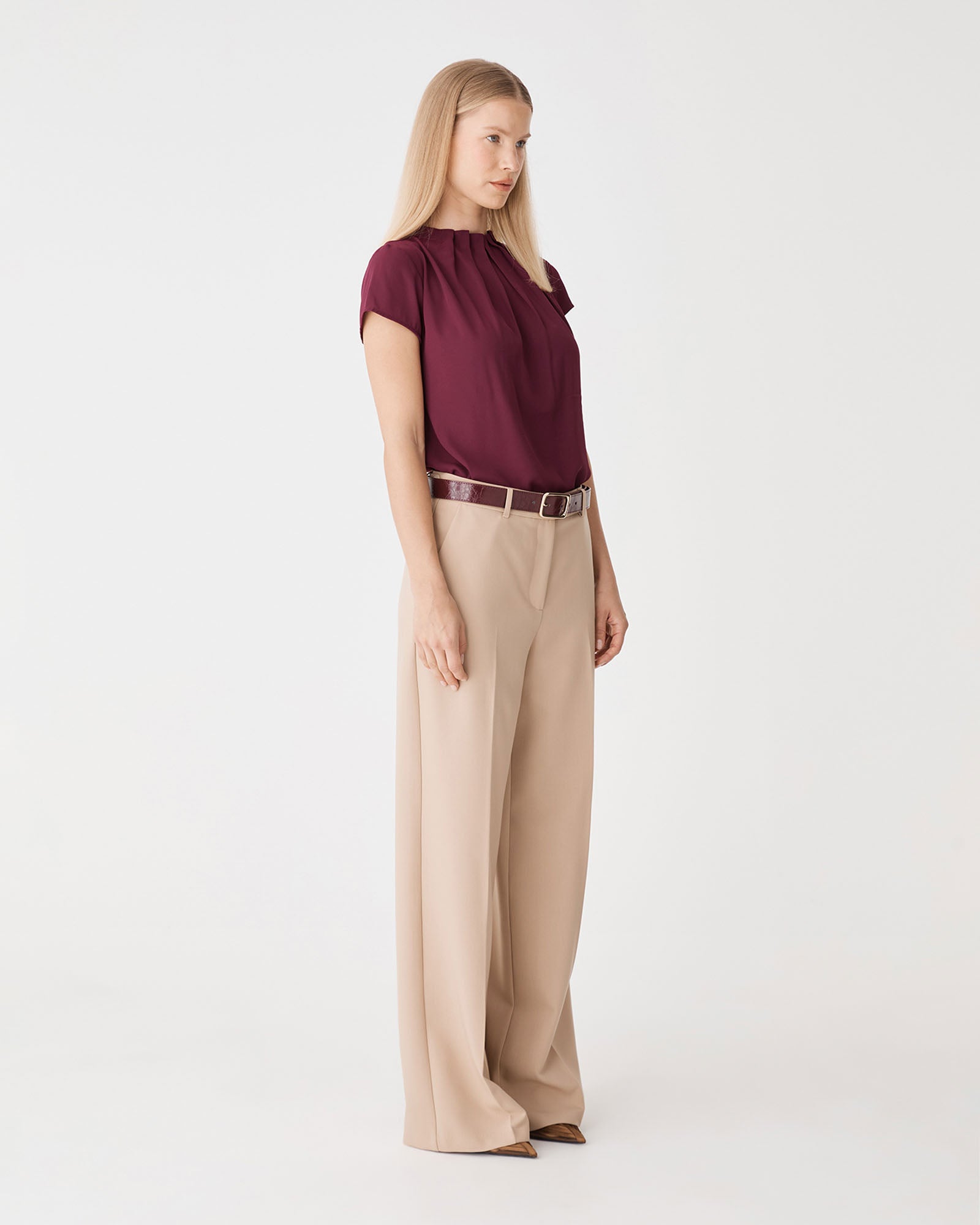 Olivia Pleated High Neck Top