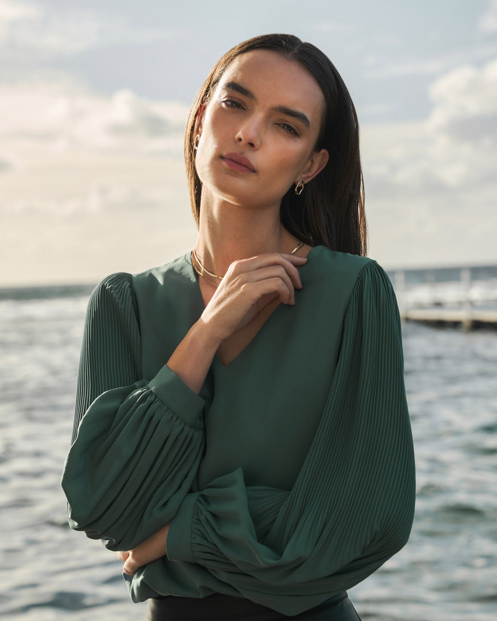 Charlotte Pleated Sleeve Top